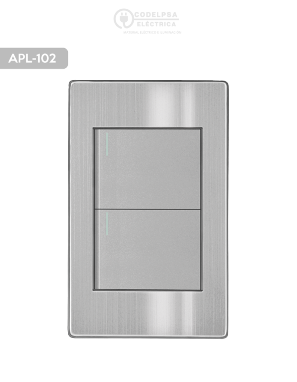APL-102 PLACA DE ACERO INOXIDABLE CON 2 APAGADORES DE 3VIAS ARLITE