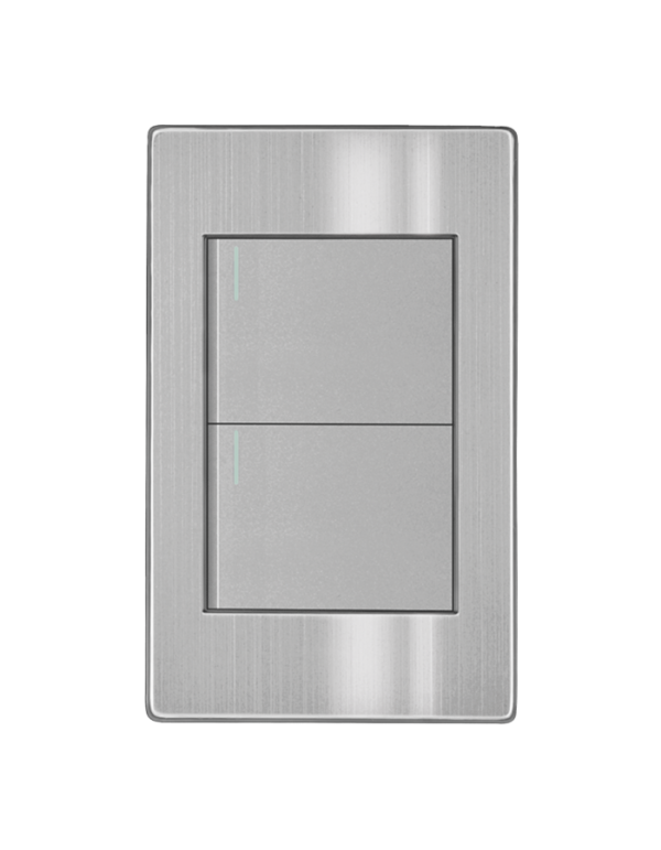 APL-102 PLACA DE ACERO INOXIDABLE CON 2 APAGADORES DE 3VIAS ARLITE