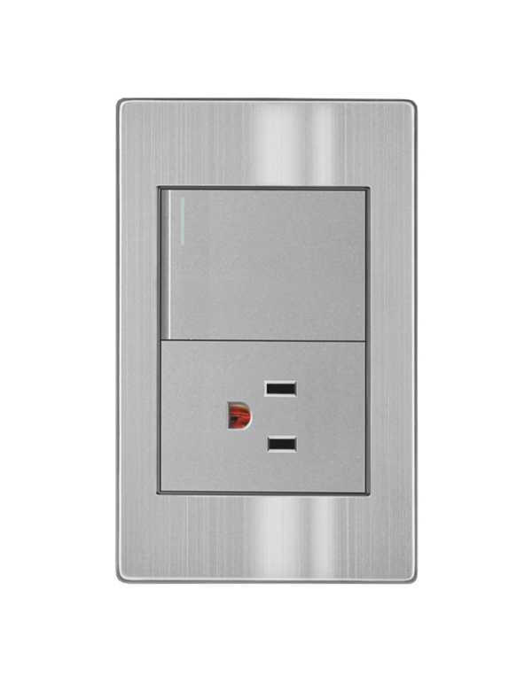 APL-105 PLACA DE ACERO INOXIDABLE CON 1 APAGADOR DE 3 VIAS Y 1 CONTACTO SENCILLO ARLITE