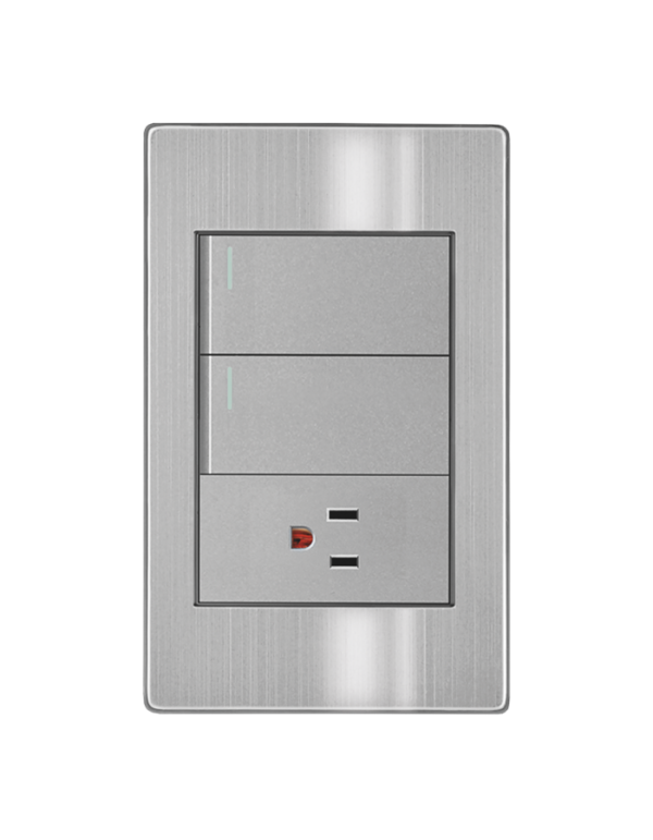 APL-106 PLACA DE ACERO INOXIDABLE CON 2 APAGADORES DE 3VIAS Y 1 CONTACTO SENCILLO ARLITE